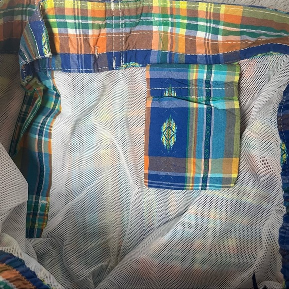 Polo Ralph Lauren Swim Trunks Mesh-Lined Southwest Aztec Blue Orange Plaid Men M - Picture 7 of 12